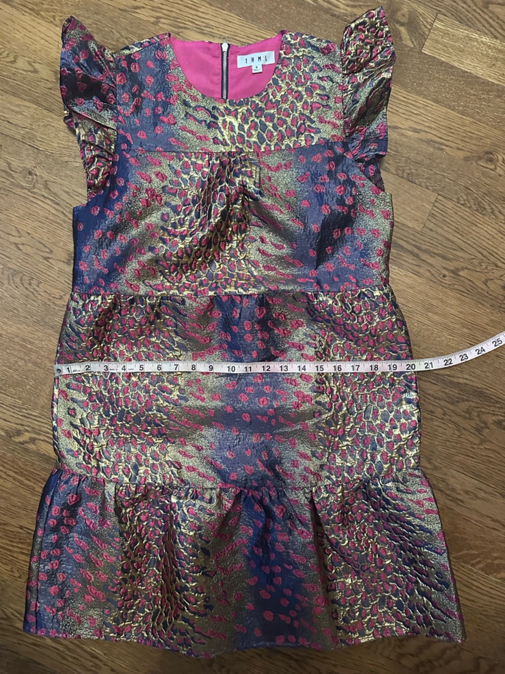 THML Metallic Wildcat Mini Flutter Sleeve Dress - Picture 12 of 12